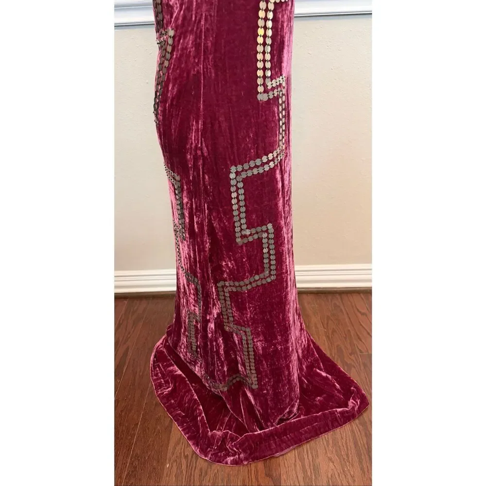 Alix of Bohemia Adele Plum Velvet Dress Size Small - Picture 8 of 16
